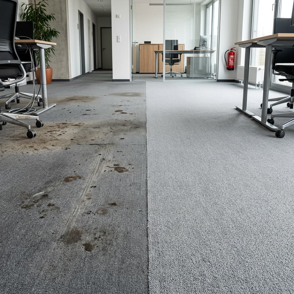 Vorher-Nachher Teppichreinigung Büro